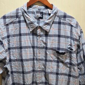 Snoop Dogg Shirt Mens 2XL Blue Plaid Short Sleeve Button Up Hip Hop Casual